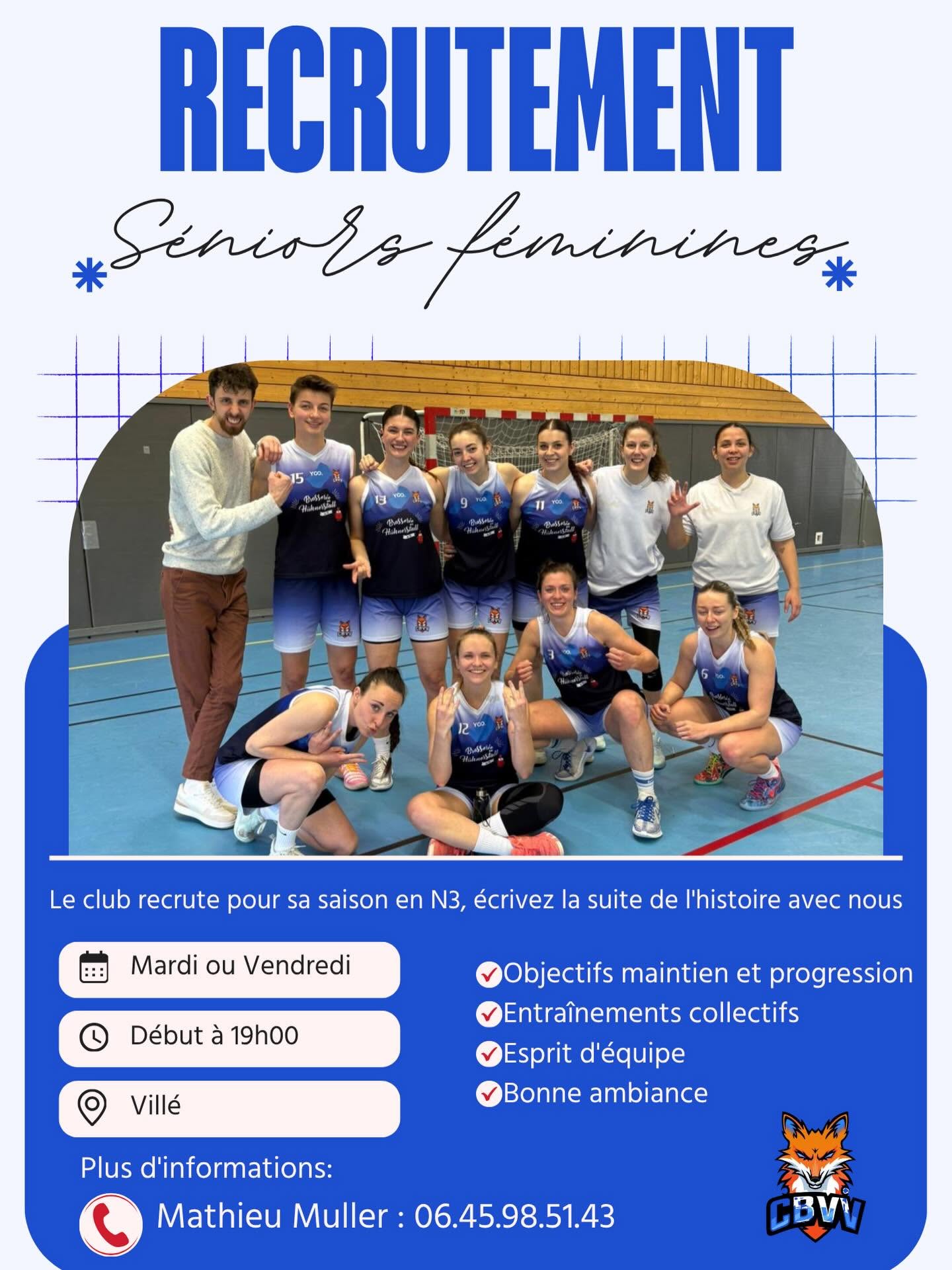 Recrutement NF3 Alsace - Club de Basket de Villé